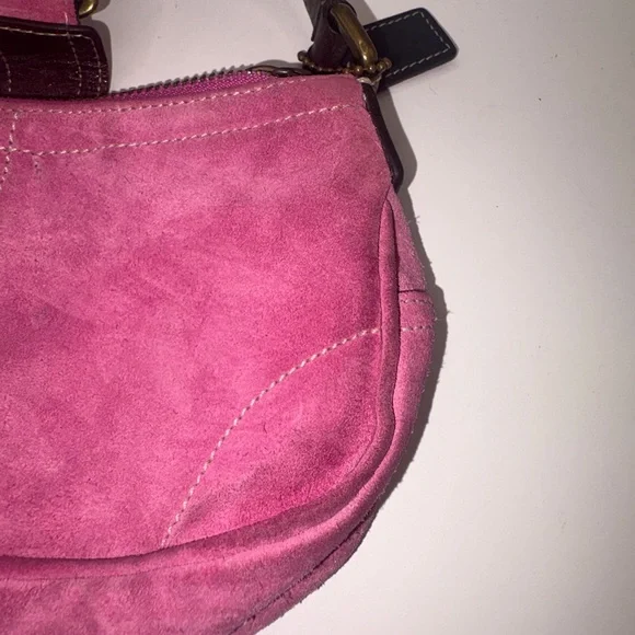 Coach Pink Suede Shoulder Bag - Picture 6 of 8